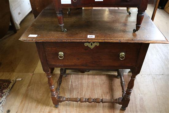 George II early 18th century oak single drawer oak side table